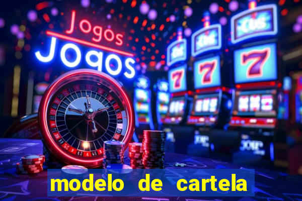 modelo de cartela de bingo em branco